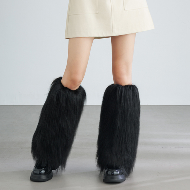 Fluffy Faux Fur Leg Warmers Winter Plush Boot Covers Thick Fuzzy Leg Covers
